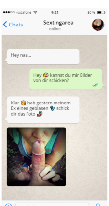Mädels versendet per WhatsApp Fotos beim blasen